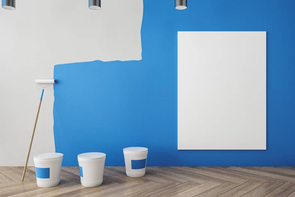 Peinture bleu sur un mur